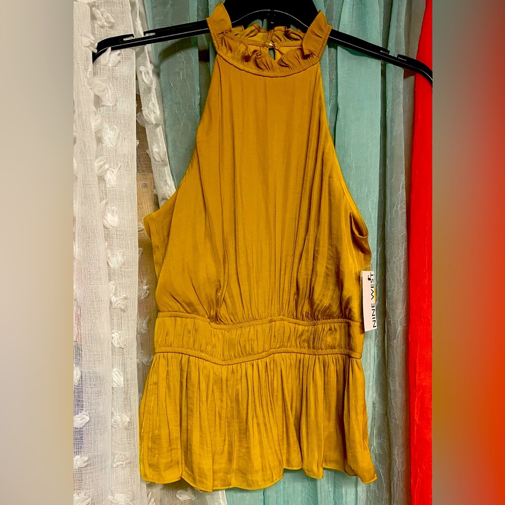 Nine West NWT- mustard blouse. Size small
